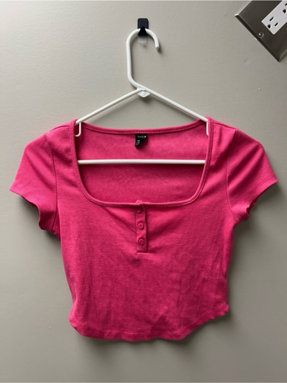 SHEIN Women’s Pink Square Neck Cropped Top